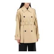 Double-Breasted Midi Trench Coat Burberry , Beige , Dames