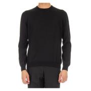 Zwarte Crew Neck Sweater Italiaans Gemaakt Gran Sasso , Black , Heren