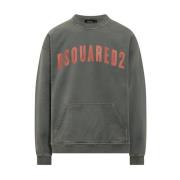 Oversized Fit Militair Groene Sweatshirt Dsquared2 , Green , Heren