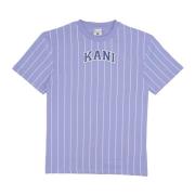 Serif Pinstripe Tee Lila/Wit Karl Kani , Purple , Heren