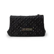 Zwarte Schoudertas met Kliksluiting Moschino , Black , Dames