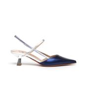 Blauw Avio Zilver Leren Slingback Roberto Festa , Blue , Dames