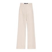 Beige Wide Leg Linen Pants Jacquemus , Beige , Dames