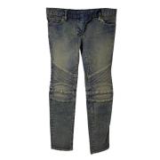 Pre-owned Cotton jeans Balmain Pre-owned , Green , Dames