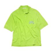 Lime Groene Piqué Gestikte Polo Acne Studios , Green , Heren