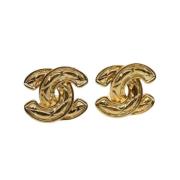 Pre-owned Metal earrings Chanel Vintage , Yellow , Dames