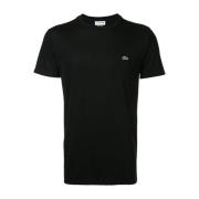 Zwart Katoenen Ronde Hals T-Shirt Lacoste , Black , Heren