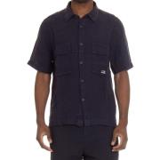 Blauw Linnen Half Mouw Shirt C.p. Company , Blue , Heren