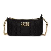 Synthetisch leren schoudertas met logo Cavalli Class , Black , Dames