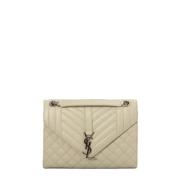 Pre-owned Leather shoulder-bags Yves Saint Laurent Vintage , White , D...