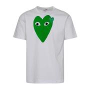 Wit Katoenen T-Shirt met Ronde Hals en Logo Print Comme des Garçons Pl...