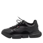Pre-owned Leather sneakers Moncler Pre-owned , Black , Dames
