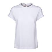 Katoenen Stretch Jersey T-shirt met Monile Inzetstuk Brunello Cucinell...