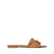 Parma Leren Slide Flats Casadei , Brown , Dames