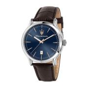 Blauw Leren Herenhorloge Maserati , Gray , Heren