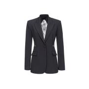 Zwarte Stretch Crepe Blazer met Kantinzet Pinko , Black , Dames