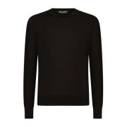 Zwarte Lichtgewicht Ronde Hals Sweaters Dolce & Gabbana , Black , Here...
