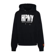 Zwarte katoenen hoodie met logo patch Heron Preston , Black , Heren