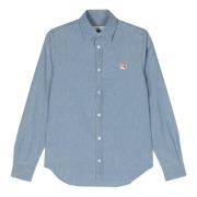 Fox Head Classic Shirt Indigo Maison Kitsuné , Blue , Heren