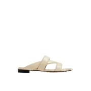 Pre-owned Leather sandals Bottega Veneta Vintage , Beige , Dames