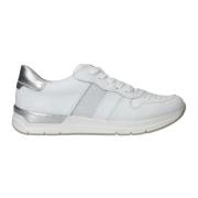 Witte Leren Sneakers met Zilveren Details Rieker , White , Dames