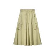 Zijdezachte Lange Rok met Zakken Summum Woman , Green , Dames