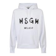 Witte Katoenen Hoodie Msgm , White , Heren