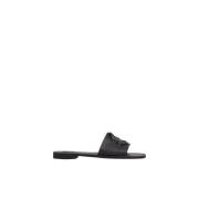 Zwarte Slide Sandalen met 3D Logo Moncler , Black , Dames