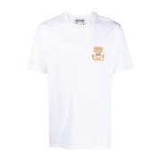 Teddy Bear Patch Katoenen T-Shirt Moschino , White , Heren