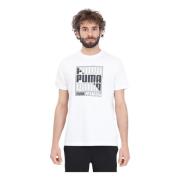 Grafisch Logo Wit T-shirt Puma , White , Heren