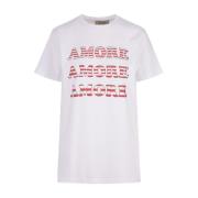 Amore Print Wit Katoenen T-shirt Alessandro Enriquez , White , Dames