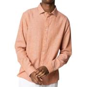 Overhemd- CC Jamie Cotton Linen Shirt L/S Clean Cut , Orange , Heren
