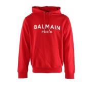 Rode Katoenen Heren Sweater Balmain , Red , Heren