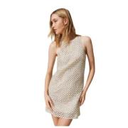 Pailletten Gebreide Jurk Twinset , Beige , Dames