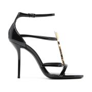 Zwarte Strappy Sandalen Vernice T10 Saint Laurent , Black , Dames