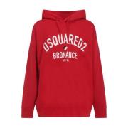 Oversized Rode Hoodie Sweatshirt Dsquared2 , Red , Heren