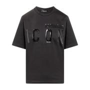 Regular Fit Zwarte T-Shirt Dsquared2 , Black , Dames