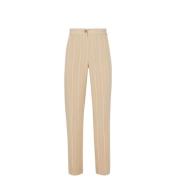 Gestreepte Linnen Blend Slim-fit Broek Liu Jo , Beige , Dames