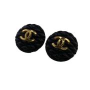 Pre-owned Metal earrings Chanel Vintage , Black , Dames