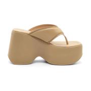 Beige Nappa lederen Flip-Flops Vic Matié , Beige , Dames