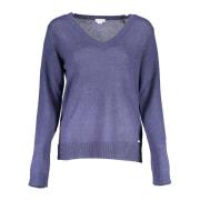 Blauwe Nylon Sweater met V-Hals U.s. Polo Assn. , Blue , Dames