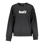 Zwarte Katoenen Trui met Logo Print Levi's , Black , Heren