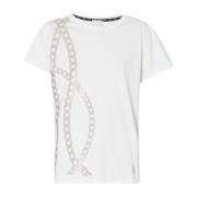 Ketting Studs Ronde Hals T-shirt Liu Jo , White , Dames