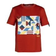 Geometrische Print Roest Katoenen T-shirt Max Mara , Brown , Dames