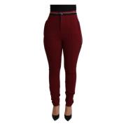 Rode Ster Gestreepte Skinny Katoenen Broek Dolce & Gabbana , Red , Dam...