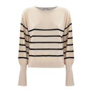 Gestreepte lurex gebreide trui Kocca , Beige , Dames