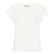Ovaal T-shirt in kant Twinset , White , Dames