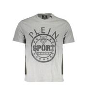 Grijze Katoenen T-Shirt met Print Plein Sport , Gray , Heren