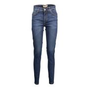 Blauwe Katoenen Jeans & Broek, 5-Pocket, Knoop en Rits, Logo Kocca , B...