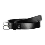 Zwarte Leren Riem met Metalen Gesp Calvin Klein , Black , Heren